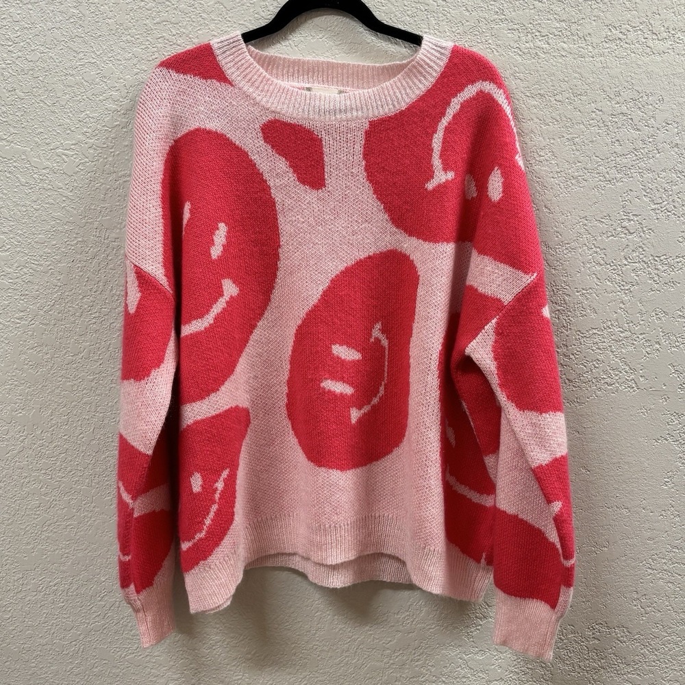 Altar'D State | Brianna Smiley Oversized Sweater‎ In Pink Size L